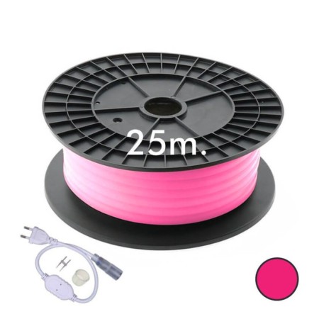 Neon LED - Flexibel Rund - 220V - Spule 25m - 16mm - 7W/m - Rosa