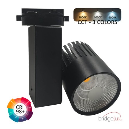 LED Strahler 40W GRAZ Schwarz BRIDGELUX Chip 1-Phasen Schienensystem CRI +98 - CCT