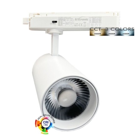 LED-Scheinwerfer 40W - 34W NEW MAYA Weiss Einkreis-Schienensystem - CCT - CRI+92 - UGR13 - 120Lm/W