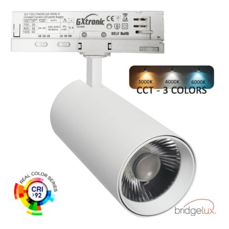 LED-Spot 40W - 30W NEW MAYA Weiss Dreiphasenschienen - CCT - CRI+92 - UGR13 - HOHE LUMEN