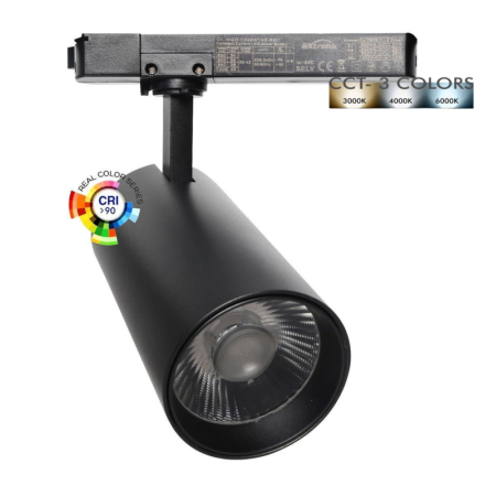 LED-Spot 40W - 34W NEW MAYA Schwarz Einphasenschienenstrahl - CCT - CRI+92 - UGR13 - 120Lm/W