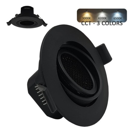 LED Strahler Downlight Schwenkbar Rund - Schwarz 7W - Einstellbarer Scheinwerfer - UGR19 - CCT Wählbare Farbe