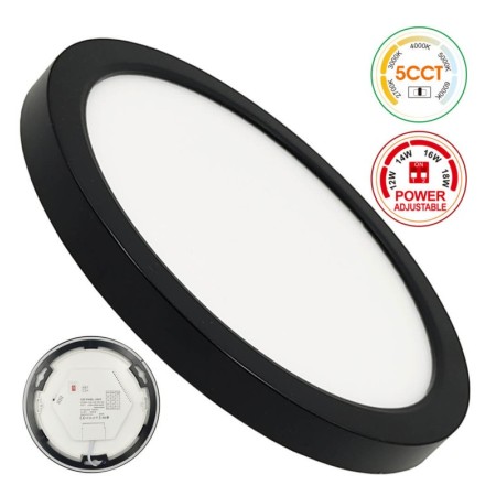 Deckenleuchte + LED-Downlight - Rund - BONN Schwarz - Einstellbare Leistung 18W-16W-14W-12W- 5CCT - SMD2835 140Lm/W - IP44