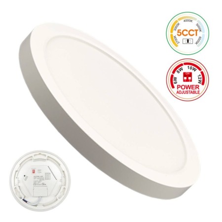 Deckenleuchte + LED-Downlight - Rund - BONN Weiss - Einstellbare Leistung 12W - 10W - 8W - 6W - 5CCT - SMD2835 140Lm/W - IP44