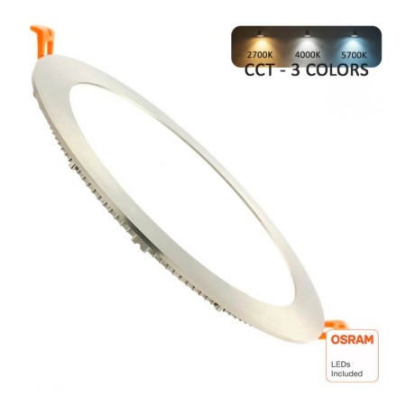 LED Einbauleuchte Runde 24W Edelstahl - CCT - OSRAM CHIP DURIS E 2835