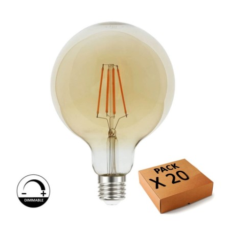 20stk. 8W LED Lampe E27 Glühfaden Vintage G125 - Dimmbar 1800K