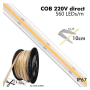 COB LED Streifen 220V ZUSCHNITT | 560 LED/m | 16W/M | 1600Lm/M | FLIP CHIP | 50m | IP67 | Schnitt alle 10cm