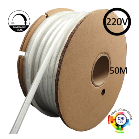 LED Streifen Gleichrichterkabel 220V| 120LED/m | 50m | SMD 2835 | 800Lm | 8W/M | CRI90 | IP65