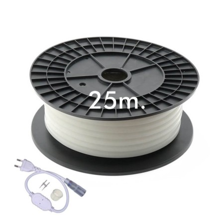 Neon LED - Flexibel Rund - 220V - Spule 25m - 16mm - 7W/m