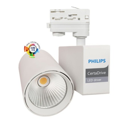 LED Strahler 40W MADRID Weiss BRIDGELUX Chip 3-Phasen Schienensystem CRI+98