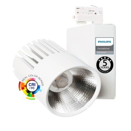 LED Strahler 40W UPPSALA Weiss BRIDGELUX Chip 3-Phasen Schienensystem CRI+98