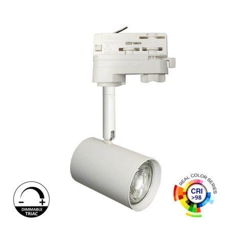 LED-Schienenstrahler 8W Dreiphasen - WEISS - Dimmbar Triac - 24º - HOHE LUMEN 150Lm/W - CRI+98