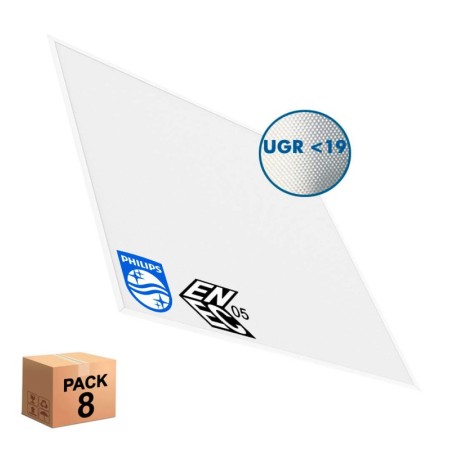 PACK 8stk. LED Panel 60x60 -SLIM FRAME- 40W - Philips Driver - UGR19 - ENEC