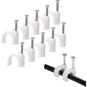 100x Stk. Nagelkabelclips 4mm bis 22mm für Rundkabel, Weiß 100x Stk. Nagelkabelclips 4mm bis 22mm für Rundkabel, Weiß
