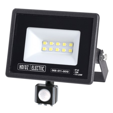 LED Flutlicht-Aussenstrahler mit PIR-Sensor LEON/S-10 10W 6400K IP65 Schwarz