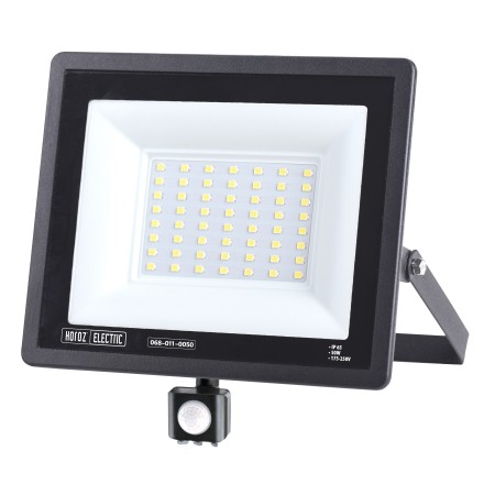 LED Flutlicht-Aussenstrahler mit PIR-Sensor LEON/S-50 50W 6400K IP65 Schwarz