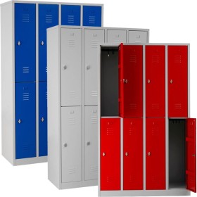 Wolfstahl Garderobenschrank Kleiderspind 8 Schliessfächer Drehriegelverschluss Lichtgrau - Feuerrot - Enzianblau Wolfstahl Garderobenschrank Kleiderspind 8 Schliessfächer Drehriegelverschluss Lichtgrau - Feuerrot - Enzianblau