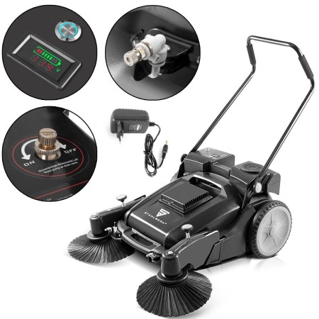 Kehrmaschine 1000 mm Kehrbreite, 55 l Fassungsvermögen und 5 l Wassertank für Trocken- und Nassreinigung