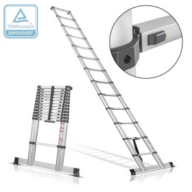Teleskopleiter mit 150 kg Tragkraft und 3,90 m Maximallänge Teleskopleiter mit 150 kg Tragkraft und 3,90 m Maximallänge