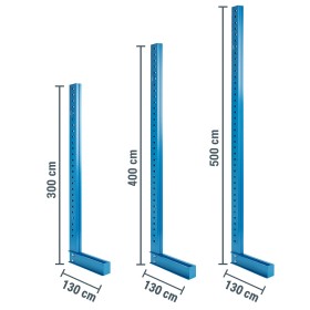 Ständer für Kragarmregal / Einseitig / 130 cm tief / 3m, 4m, 5m