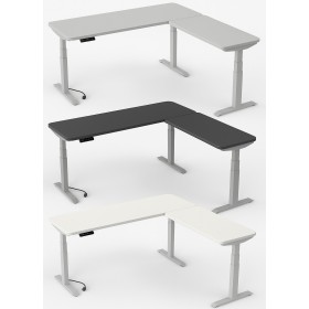 Move-3 Premium Elektrisch höhenverstellbarer Schreibtisch L-Form, 200x100cm - Anbau 120x80cm