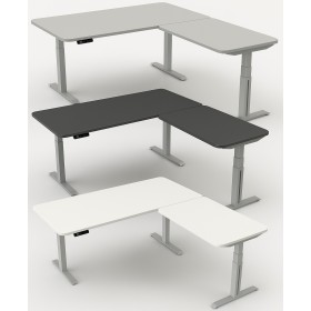Move-3 Premium Elektrisch höhenverstellbarer Schreibtisch L-Form, 180x80cm - Anbau 100x60cm