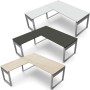 StageOne L-Form höhenverstellbarer Schreibtisch rechteckig, Bügelgestell, 180x80cm - Anbau 100x60cm