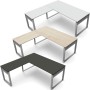 StageOne L-Form höhenverstellbarer Schreibtisch rechteckig, Bügelgestell, 200x100cm - Anbau 120x80cm
