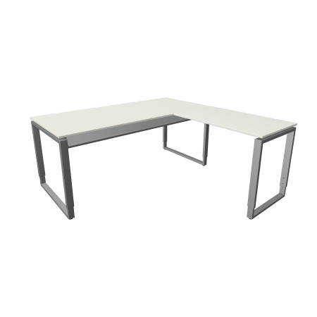 Architekt L-Form höhenverstellbarer Schreibtisch rechteckig, Kufen-Gestell, 180x80cm - Anbau 100x60cm