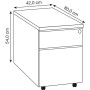 Yukon Rollcontainer 2 Schubladen 42 x 80 x 54 cm