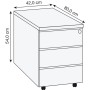 Yukon Rollcontainer 3 Schubladen 42 x 80 x 54 cm