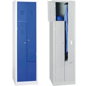 Wolfstahl Garderobenschrank Kleiderspind in "Z"-Form 2 Schliessfächer Zylinderschloss Lichtgrau - Enzianblau Wolfstahl Garderobenschrank Kleiderspind in "Z"-Form 2 Schliessfächer Zylinderschloss Lichtgrau - Enzianblau