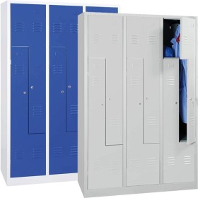 Wolfstahl Garderobenschrank Kleiderspind in "Z"-Form 6 Schliessfächer Zylinderschloss Lichtgrau - Enzianblau Wolfstahl Garderobenschrank Kleiderspind in "Z"-Form 6 Schliessfächer Zylinderschloss Lichtgrau - Enzianblau