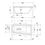 Duravit No. 1 Trapez-Badewanne 150 x 80 cm mit 1 Rückenschräge rechts