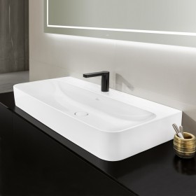 Villeroy & Boch Finion Aufsatzwaschtisch 100 cm mit Hahnloch, mit ViFlow Überlauf und Unterseite geschliffen