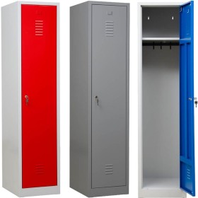Wolfstahl Garderobenschrank Kleiderspind 1 Schliessfach Zylinderschloss Lichtgrau - Feuerrot - Enzianblau Wolfstahl Garderobenschrank Kleiderspind 1 Schliessfach Zylinderschloss Lichtgrau - Feuerrot - Enzianblau