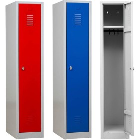 Wolfstahl Garderobenschrank Kleiderspind 1 Schliessfach Drehriegelverschluss Lichtgrau - Feuerrot - Enzianblau Wolfstahl Garderobenschrank Kleiderspind 1 Schliessfach Drehriegelverschluss Lichtgrau - Feuerrot - Enzianblau