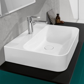 Villeroy & Boch Finion Aufsatzwaschtisch 80 cm mit Hahnloch, mit ViFlow Überlauf und Unterseite geschliffen