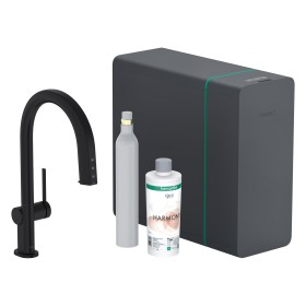 hansgrohe Aqittura M91 SodaSystem 210, Ausziehauslauf, 1 Strahlart, sBox lite, Starter Set