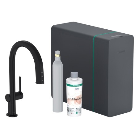 hansgrohe Aqittura M91 SodaSystem 210, Ausziehauslauf, 1 Strahlart, sBox lite, Starter Set