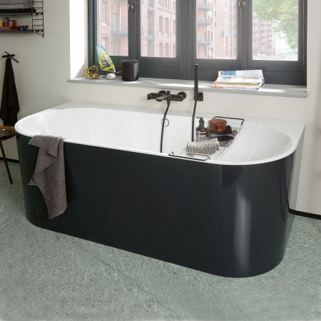 Villeroy & Boch Oberon 2.0 Duo Vorwand-Badewanne 180 x 80 cm, inkl. Schürze in Schwarz