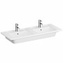 Vitra Integra Doppelmöbelwaschtisch 120 cm mit Mittelablage, mit Überlaufloch, 2 Hahnlöcher