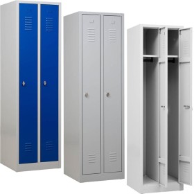 Wolfstahl Garderobenschrank Kleiderspind 2 Schliessfächer Drehriegelverschluss Lichtgrau - Enzianblau Wolfstahl Garderobenschrank Kleiderspind 2 Schliessfächer Drehriegelverschluss Lichtgrau - Enzianblau