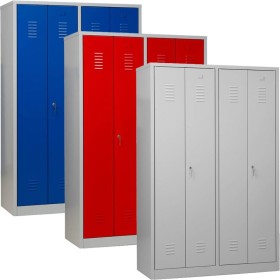 Wolfstahl Garderobenschrank Kleiderspind 2x2 Schliessfächer Zylinderschloss Lichtgrau - Feuerrot - Enzianblau Wolfstahl Garderobenschrank Kleiderspind 2x2 Schliessfächer Zylinderschloss Lichtgrau - Feuerrot - Enzianblau