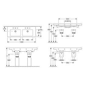 Villeroy & Boch Subway 2.0 Schrank-Doppelwaschtisch 130 cm mit Überlauf Villeroy & Boch Subway 2.0 Schrank-Doppelwaschtisch 130 cm mit Überlauf
