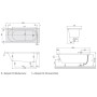 Villeroy & Boch O.novo Solo Badewanne 160 x 70 cm, Combipool Entry, Technik Position 1, mit Trio Ablaufgarnitur