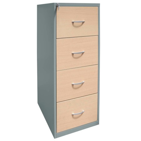 Wolfstahl Hängeregistraturschrank einbahnig 4 Schubladen 40 x 62 x 132 cm silber-ahorn