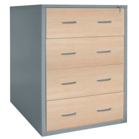 Wolfstahl Hängeregistraturschrank doppelbahnig 4 Schubladen 76 x 62 x 132 cm silber-ahorn Wolfstahl Hängeregistraturschrank doppelbahnig 4 Schubladen 76 x 62 x 132 cm silber-ahorn