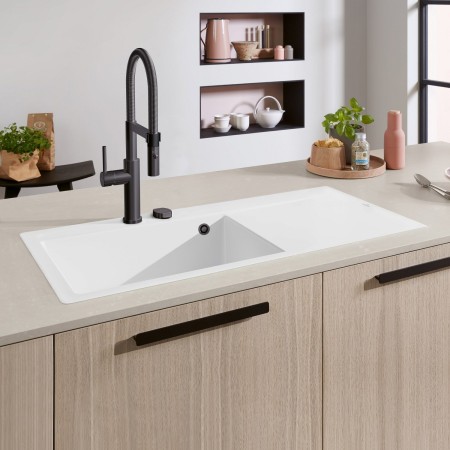 Villeroy & Boch Subway Style 60 FLAT flächenbündige Spüle, Ablaufgarnitur mit Excenterbetätigung, Becken links