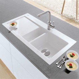 Villeroy & Boch Subway 60 FLAT flächenbündige Spüle, Ablaufgarnitur mit Handbetätigung, Becken rechts